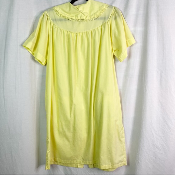 Vintage Yellow Flower Embroidered House Coat Dress Lg - Picture 3 of 5